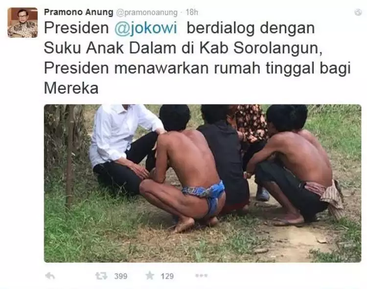 Foto Jokowi bersama Suku Anak Dalam ini hebohkan netizen, kenapa ya?