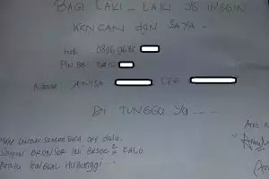 Pesan ajakan kencan diberikan SPG kepada pembeli produknya, duh!