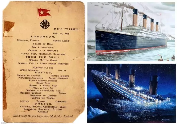 Menu makan malam terakhir Titanic dilelang, sudah ditawar Rp 594 juta