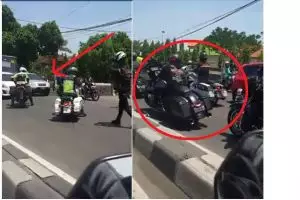 Aksi Moge lawan arus bikin macet dengan kawalan bikin geram 