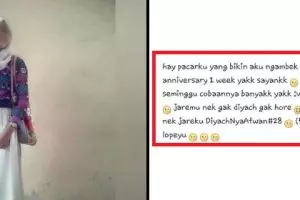 Ucapkan anniversary ke pacar, gadis ini jadi guyonan netizen