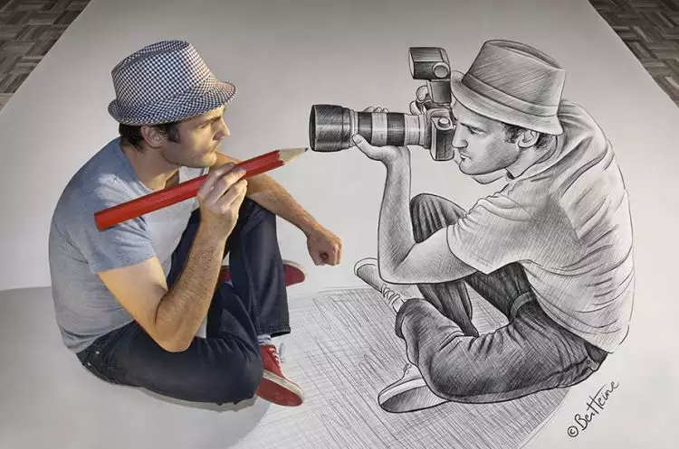 Pensil vs Kamera, 30 foto karya Ben Heine yang bikin kamu takjub