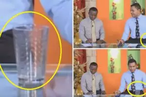VIDEO: Gelas di depan penyiar televisi ini bergerak sendiri, ngeri!