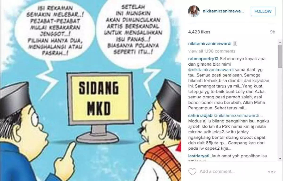 Berkelit, Nikita unggah ilustrasi jika kasusnya cuma pengalihan isu