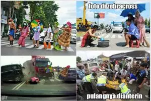 Tren selfie di zebra cross saat lampu merah dihujat netizen