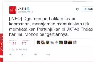 Imbas insiden Sarinah, JKT48 batalkan konser demi keamanan