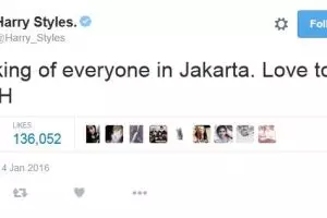Prihatin teror Sarinah, Harry Styles dapat sanjungan netizen