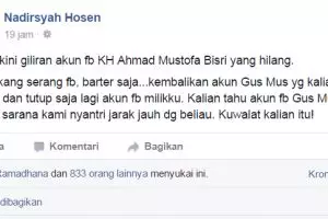 Akun Facebook Gus Mus 'menghilang' setelah menerima Gus Dur Award