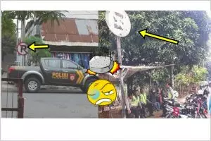 Foto-foto ini tunjukkan polisi juga gagal paham soal stop atau parkir