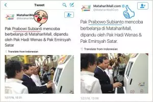 Pusat perbelanjaan ini typo tulis nama Prabowo Subianto, duh!