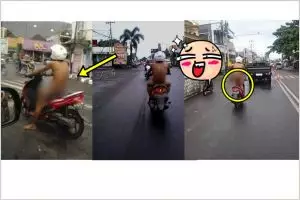 Tak tahu malu, pemuda bugil ini nekat naik motor di jalan raya!