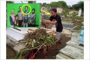 Patut ditiru! Anak pejabat ini gemar bersih-bersih pemakaman umum