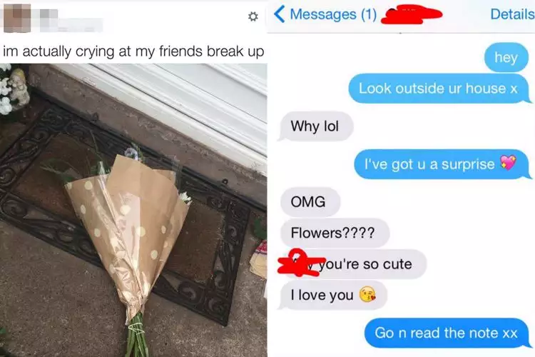 Tragis! Cowok ini putuskan ceweknya dengan kiriman karangan bunga