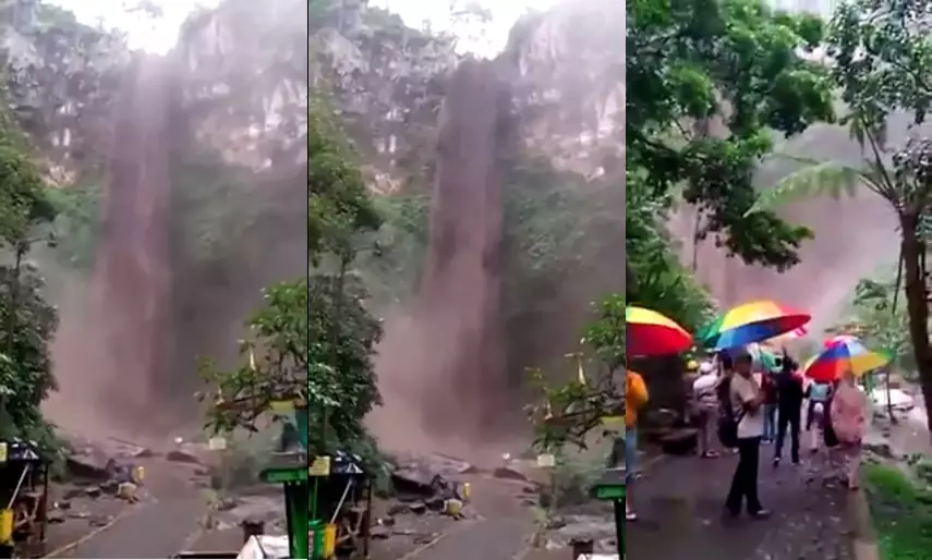 Ngerinya banjir di Cuban Rondo, air keruh campur lumpur meluncur deras