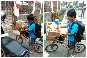 Eko bocah kelas 2 SD nafkahi ibu dan adiknya dengan berjualan kerupuk