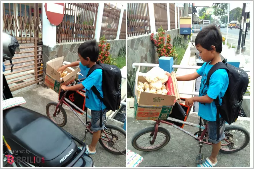 Eko bocah kelas 2 SD nafkahi ibu dan adiknya dengan berjualan kerupuk