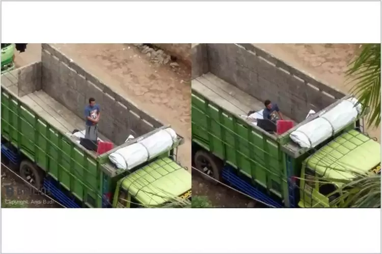 Sopir yang salat di bak truknya ini bikin haru netizen, salut!