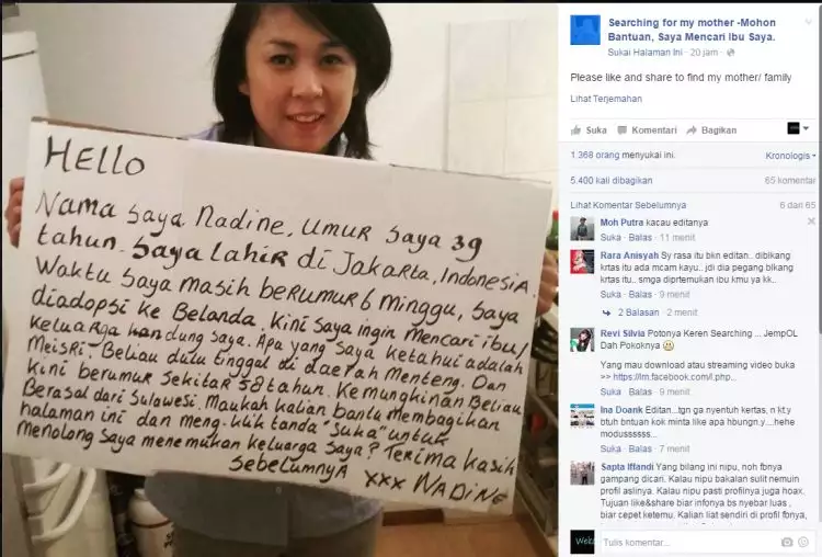 39 Tahun diadopsi ke Belanda, wanita ayu ini cari ibunya di Indonesia