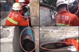 Pemadam kebakaran ini berjibaku tolong bocah terhimpit tembok, salut!