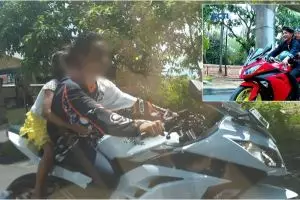 Miris! Anak ingusan ini naik motor sport bak di sinetron Anak Jalanan