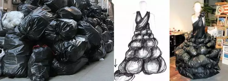 13 Gaun terbuat dari tas plastik yang tidak kalah elegan