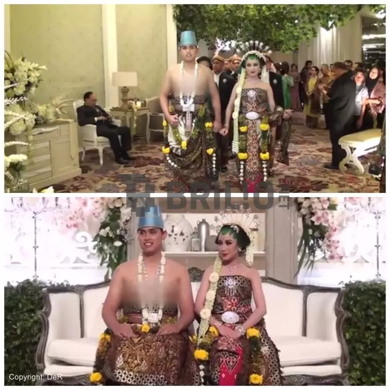 Tak hanya wanita, pria berbusana adat Jawa pun disensor dadanya, duh!