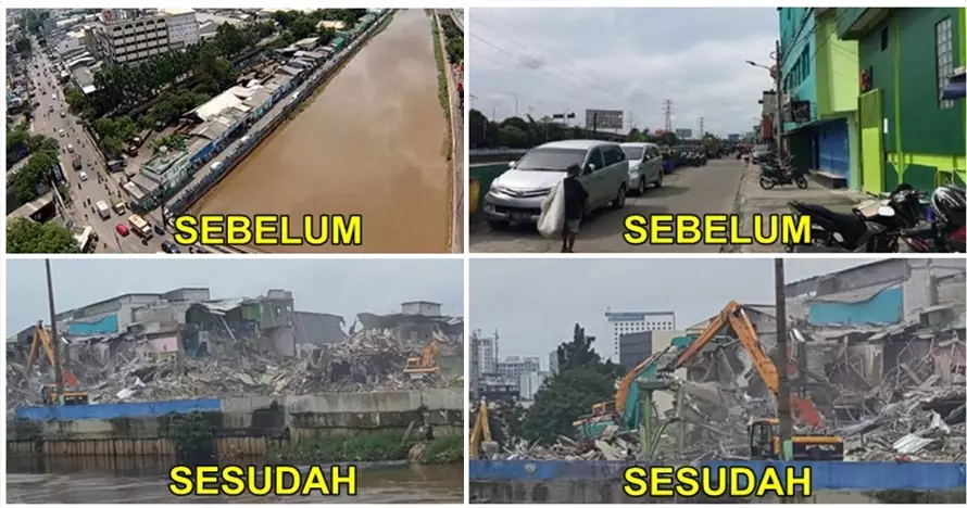 10 Foto kondisi Kalijodo sebelum dan sesudah penggusuran