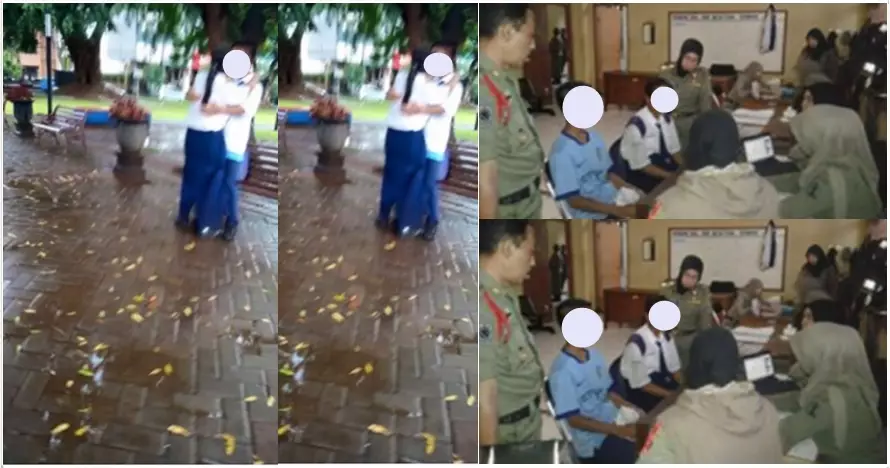 Miris! Dua pelajar SMP ini kepergok ciuman di taman kota