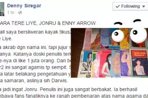 Status kocak Denny Siregar sindir Tere Liye dan Jonru 
