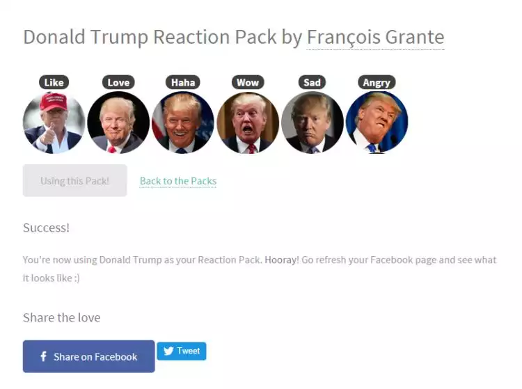 Fitur 'Like' di Facebook kini bisa munculkan wajah Donald Trump, wow!