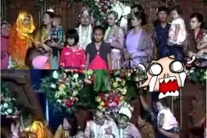 Foto pernikahan malah jadinya konyol, panggung roboh, duh!