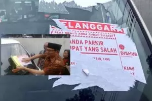 Parkir sembarangan di Bandung, siap-siap susah buang stikernya, kapok!