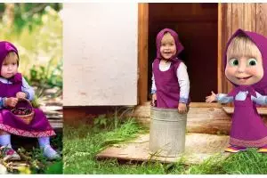 Tak diduga, gadis kecil ini ternyata mirip tokoh kartun Masha