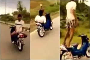 Atraksi naik motor orang ini bikin geleng-geleng kepala, nekat abis!