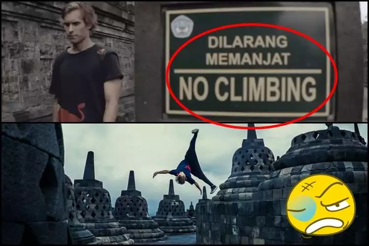 Atlet parkour asing jumpalitan di Candi Borobudur bikin marah netizen