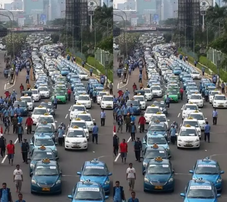Ini foto-foto aksi anarkis demo pengemudi taksi di Jakarta, duh! 