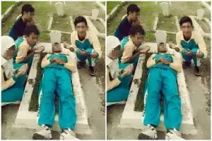 Miris, foto 5 ABG di atas makam panen hujatan netizen