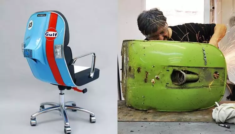 Unik, kursi kerja dari Vespa bekas ini bikin betah lembur di kantor!