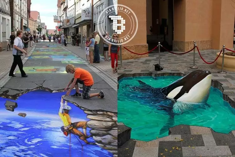 15 Lukisan 3D di jalanan ini tampak nyata, bikin deg-degan ya!