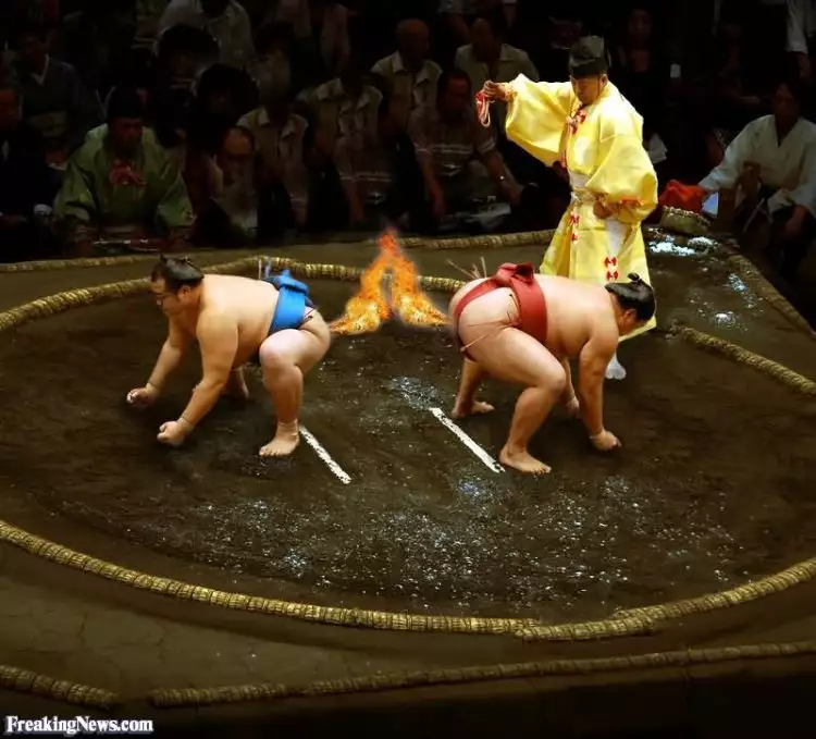 20 Foto atlet sumo kocak ini pasti bikin kamu ketawa lepas