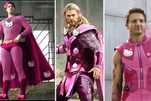 Begini jadinya kalau 15 superhero idolamu kostumnya pink Hello Kitty!