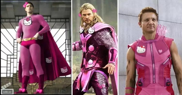 Begini jadinya kalau 15 superhero idolamu kostumnya pink Hello Kitty!