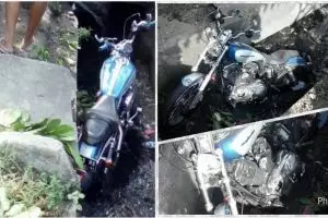 Pengendara moge tewas seketika, ngebut hilang kendali lalu masuk got