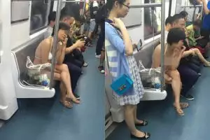 Wanita China ini naik kereta hanya pakai 'daleman'