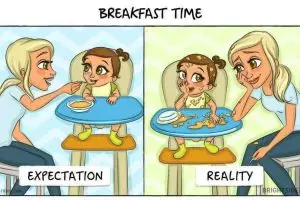 10 Ilustrasi ekspektasi vs realita keluarga muda, duh ribet juga ya!