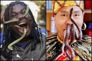 15 Atraksi memasukkan ular ke mulut ini bikin ngilu, berani lihat?