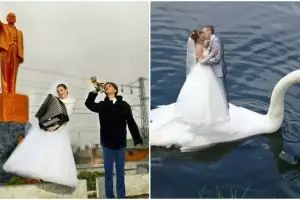 Bukannya romantis, 15 foto pengantin ini malah jadi bikin ngakak!