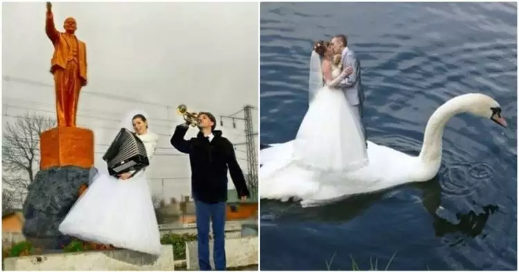 Bukannya romantis, 15 foto pengantin ini malah jadi bikin ngakak!