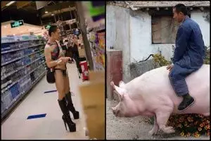 10 Foto kelakuan  absurd di tempat umum bikin geleng-geleng kepala! 