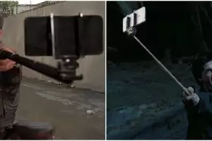 Senjata di 15 film hits ini diganti jadi tongsis, malah bikin ngakak!